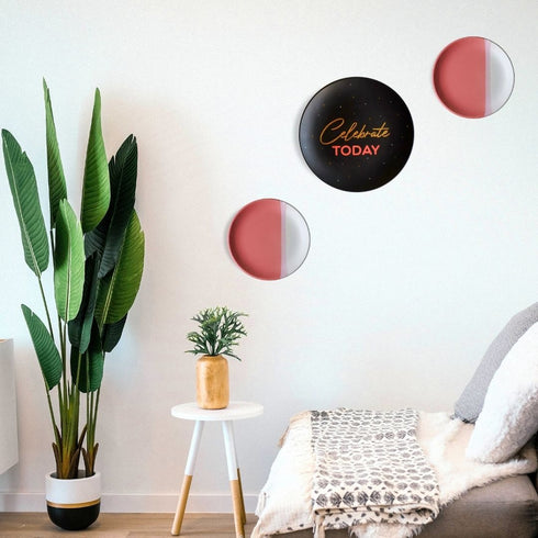 Pink and Black Wall Plate Decor - Bedroom Decor - Celebrate Today - Wedding Gift - House Warming Gift - Birthday Gift -Home Decor Buy Online India - Office Decor Free Shipping